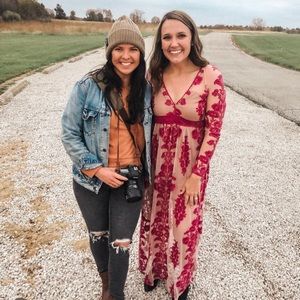 Altar'd State Pink and Red Maxi Dress